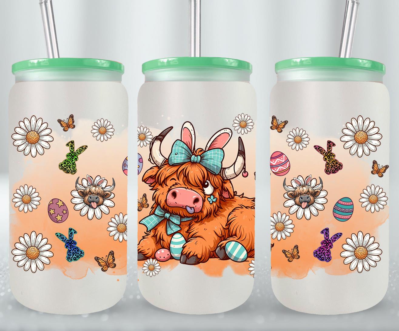 Highland Cow Easter-10371 - glass can