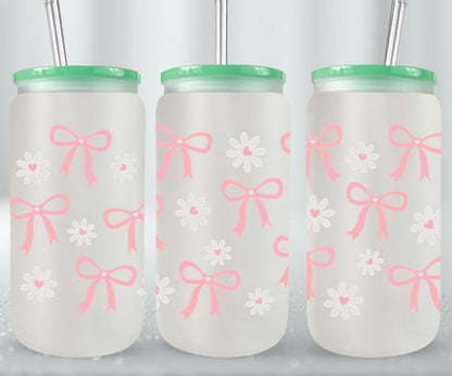Bow Coquette and Daisy-10246 - glass can