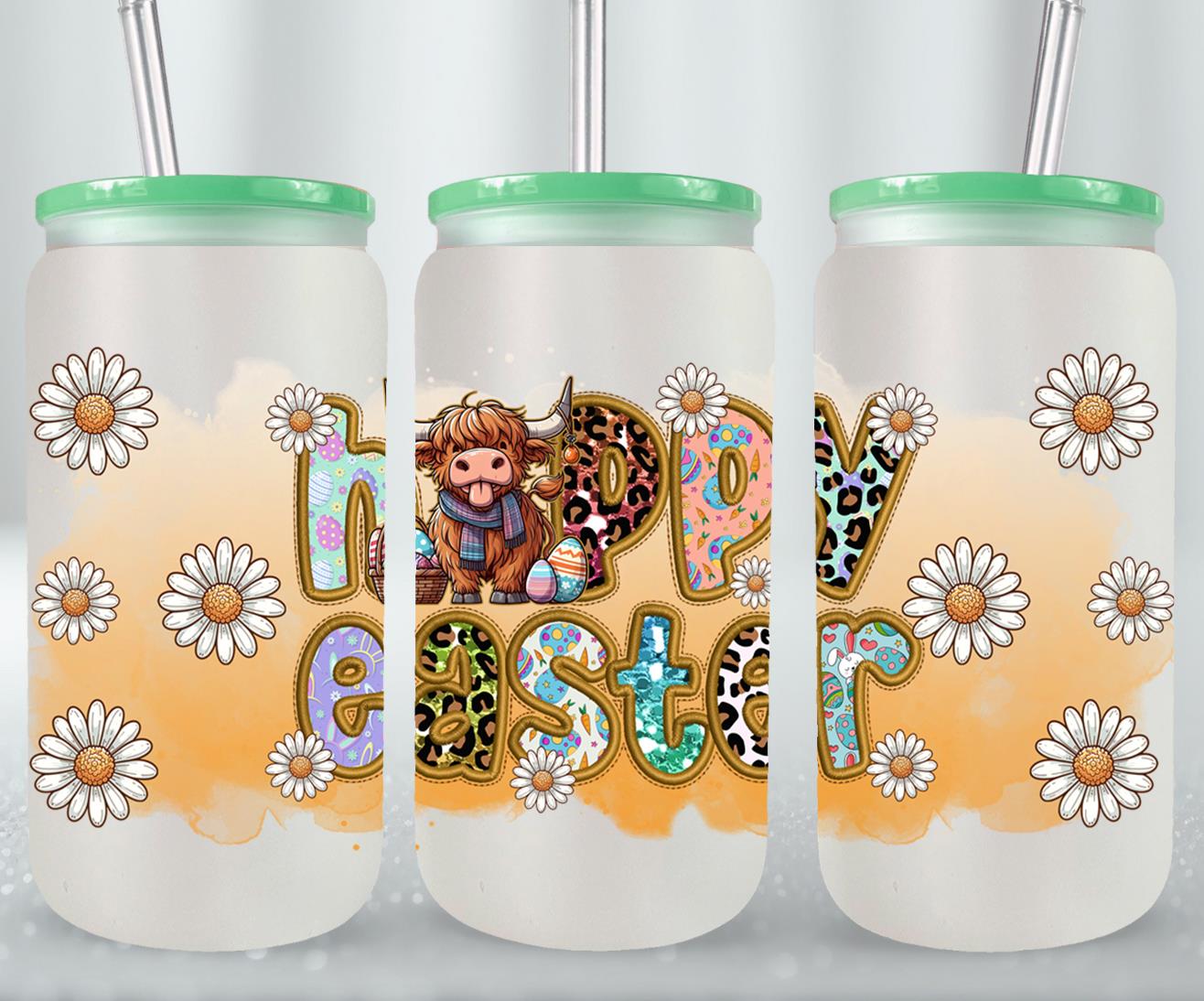 Highland Cow Easter-10396 - glass can