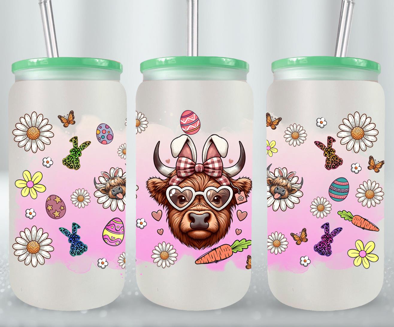 Highland Cow Easter-10388 - glass can