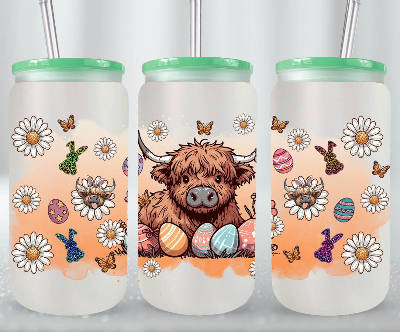 Highland Cow Easter-10375 - glass can
