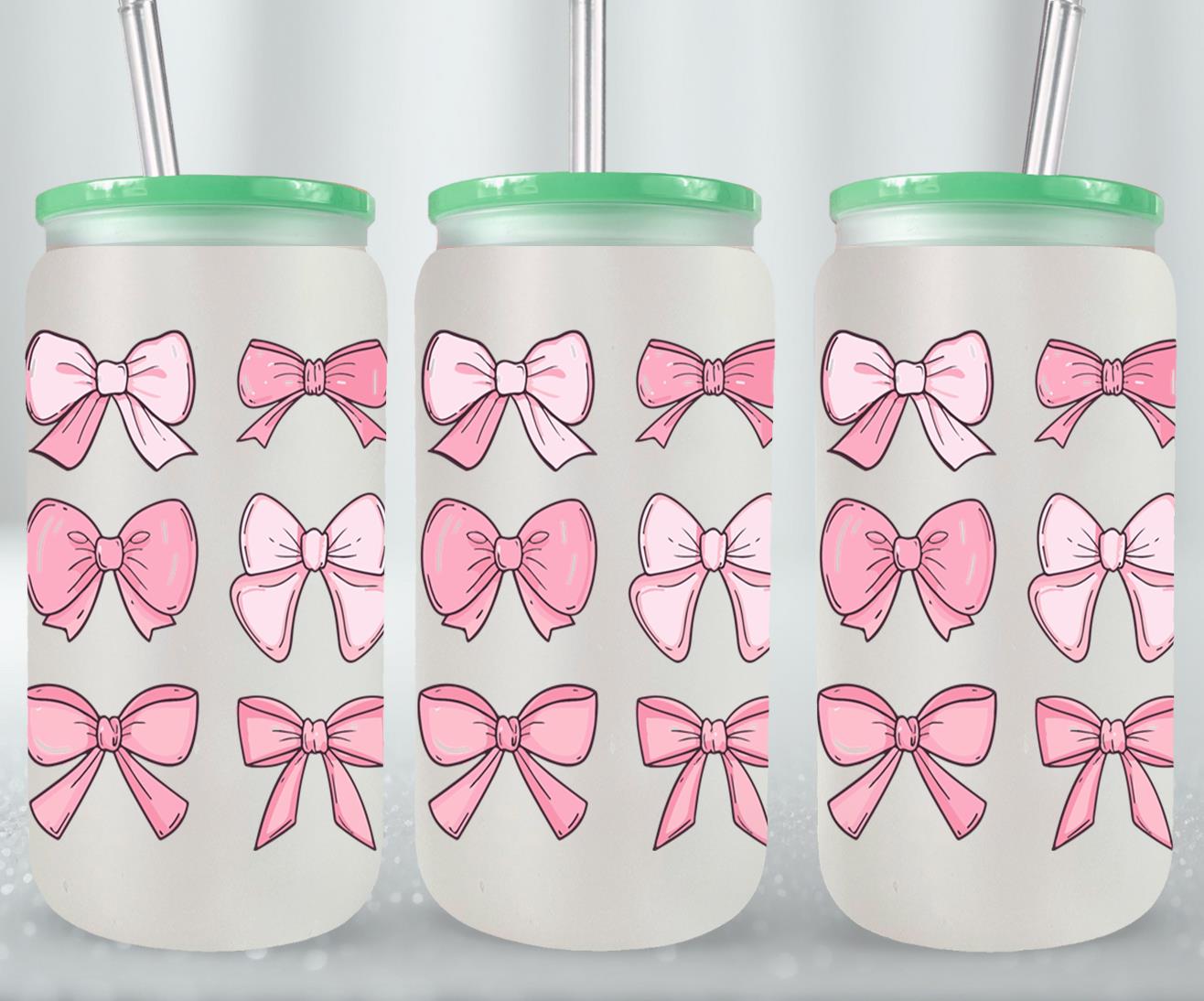 Pink Bow-9990 - glass can