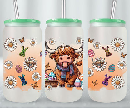 Highland Cow Easter-10386 - glass can