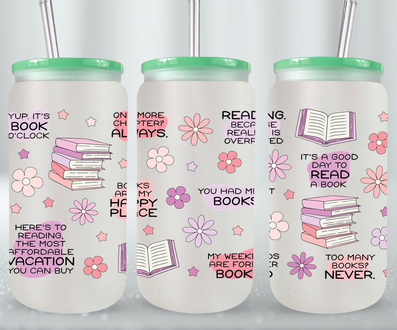 Floral Book Affirmation FULL-9975 - glass can