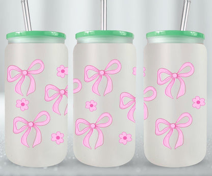 Pink Flower Coquette-10259 - glass can