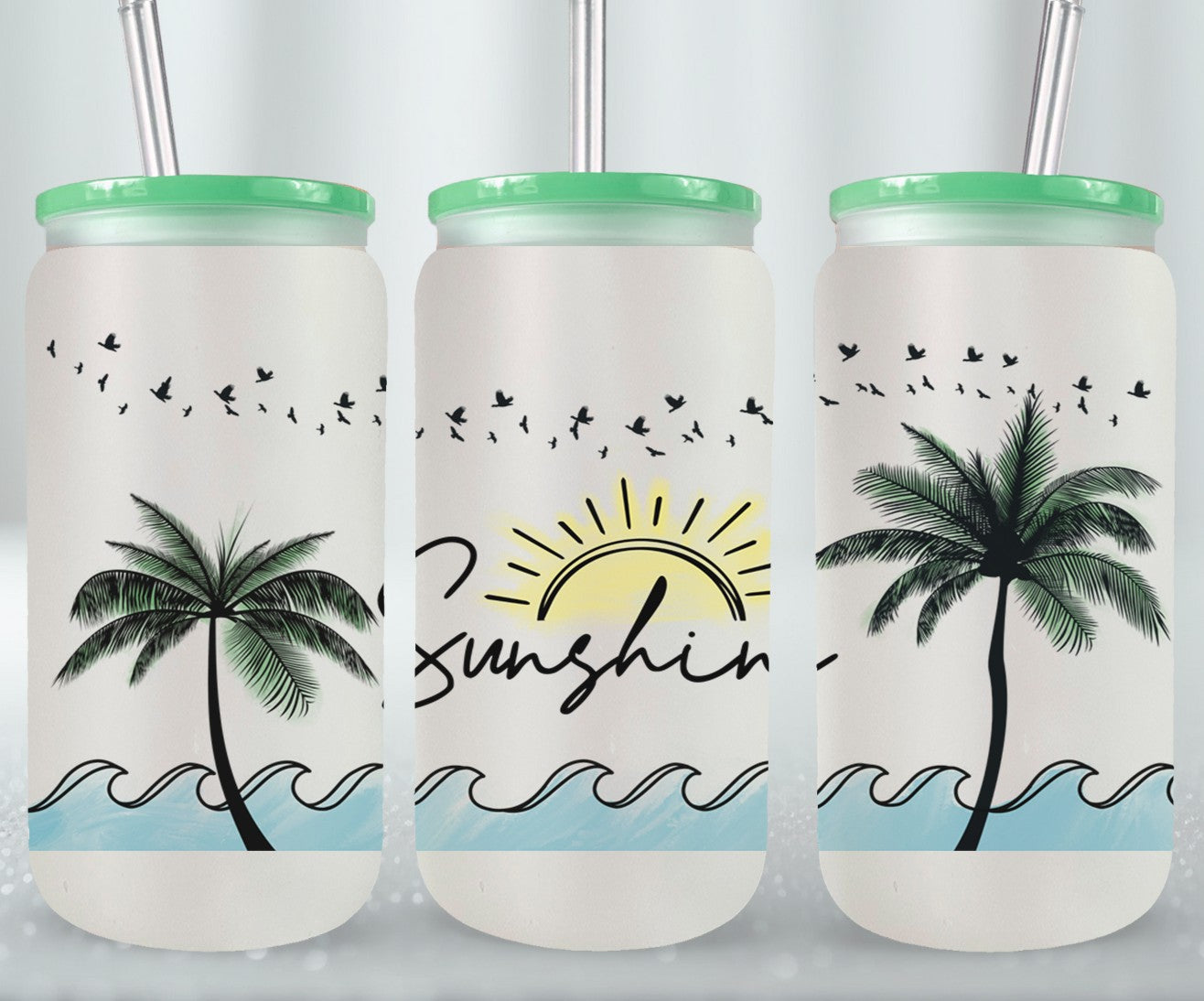 Sunshine Palm Trees-10690 - glass can