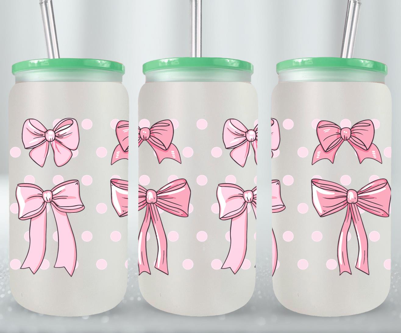 Pink Bow-9987 - glass can