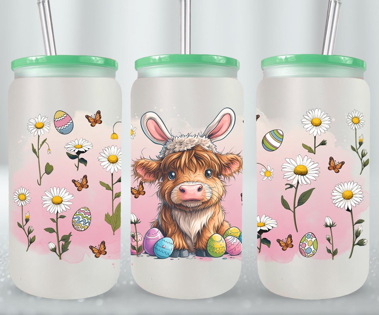 Highland Cow Easter-10403 - glass can