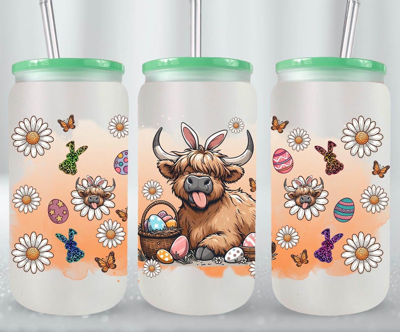 Highland Cow Easter-10383 - glass can