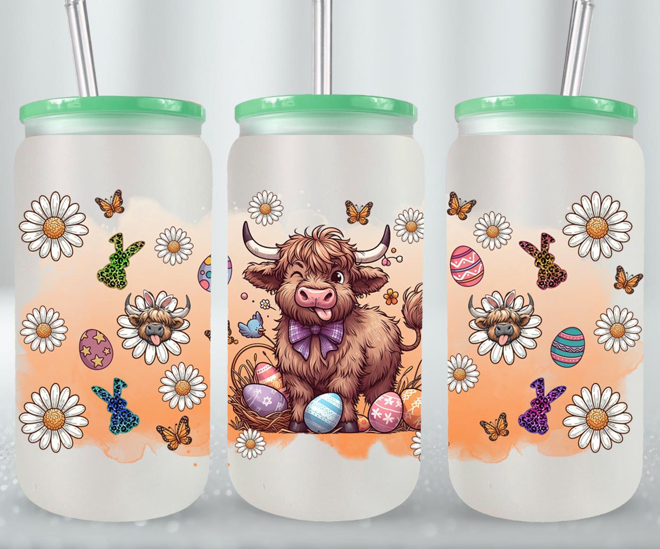 Highland Cow Easter-10379 - glass can
