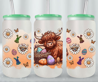 Highland Cow Easter-10372 - glass can