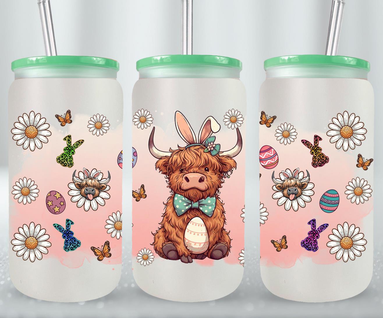Highland Cow Easter-10391 - glass can