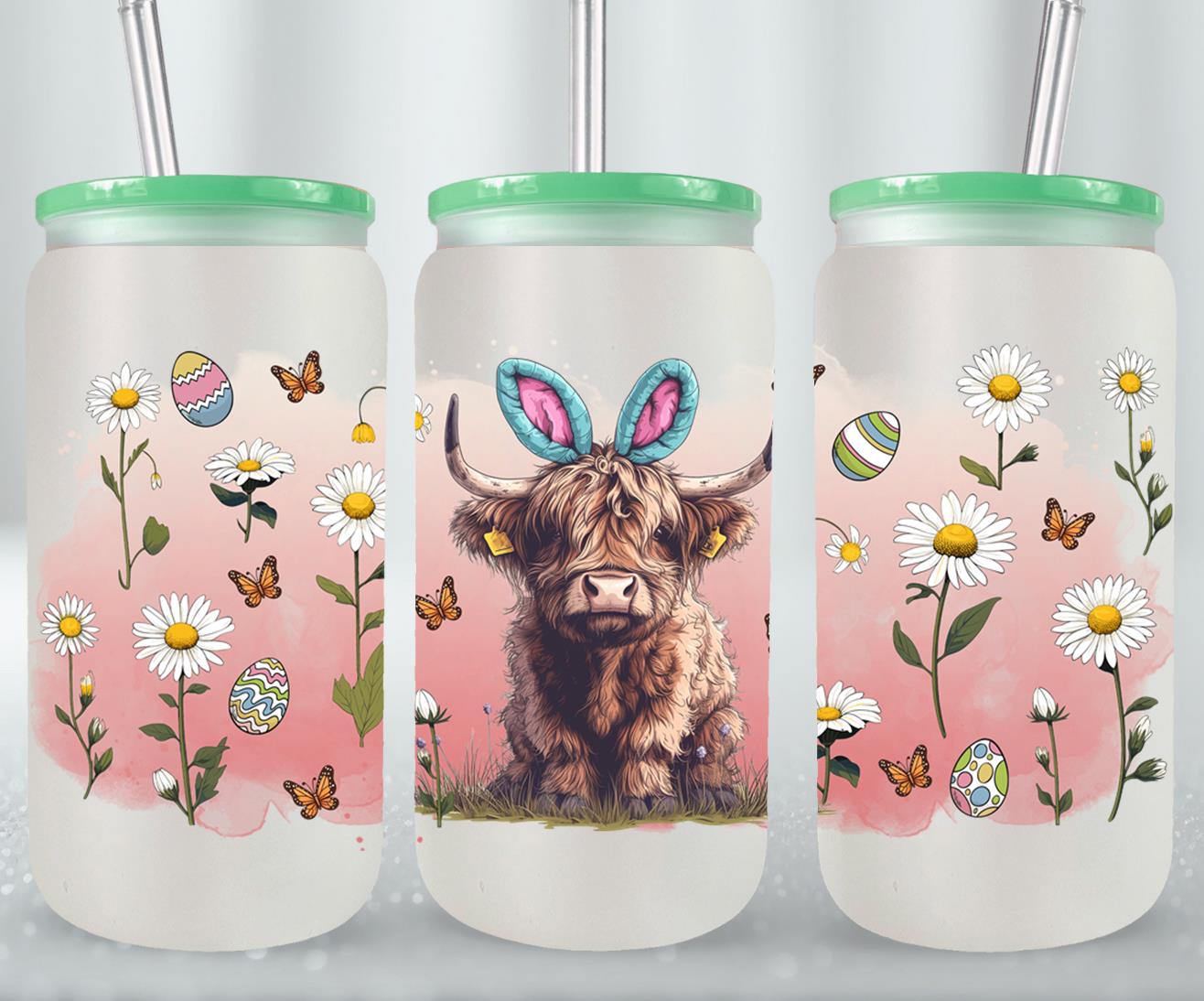 Highland Cow Easter-10367 - glass can
