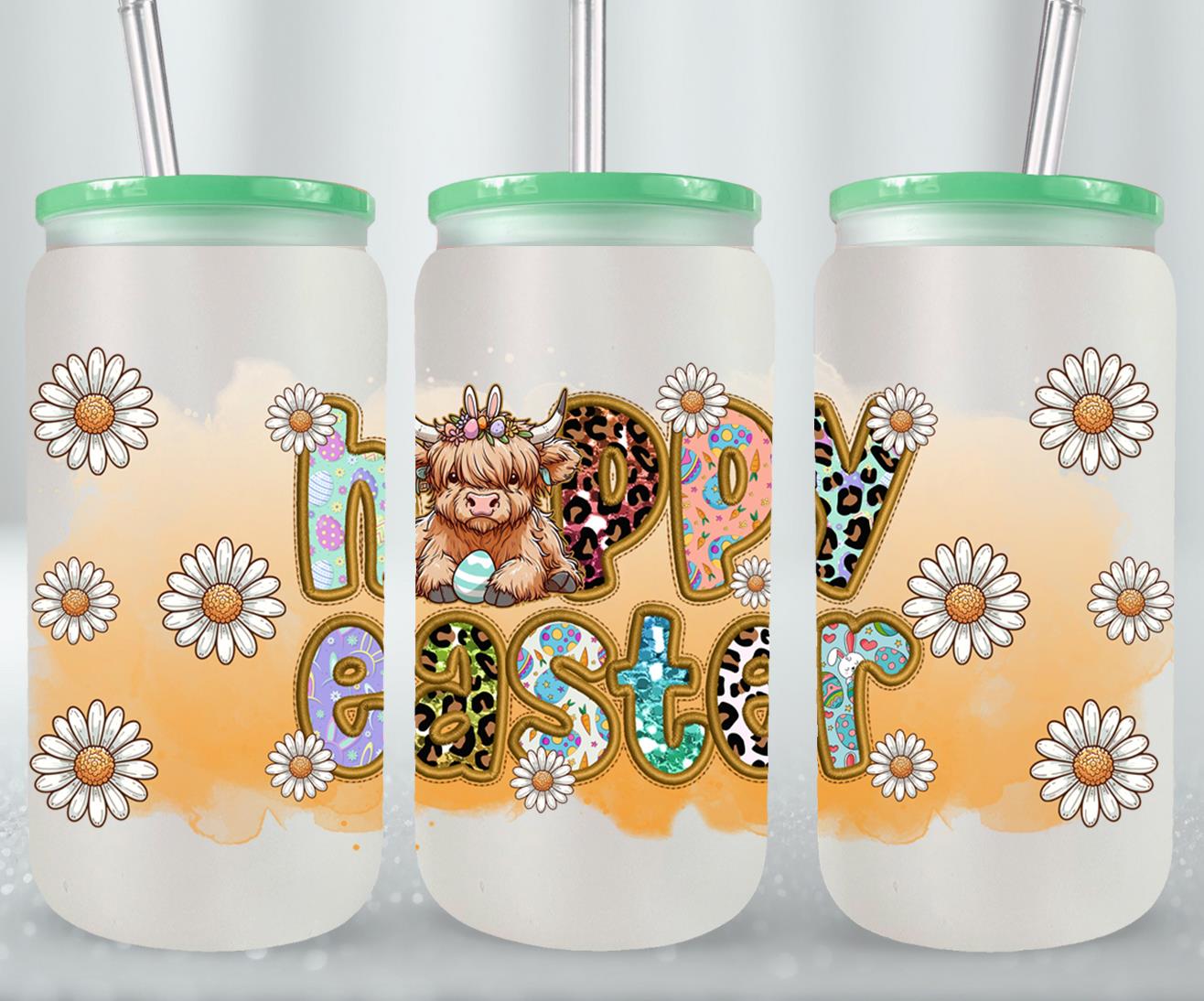 Highland Cow Easter-10395 - glass can