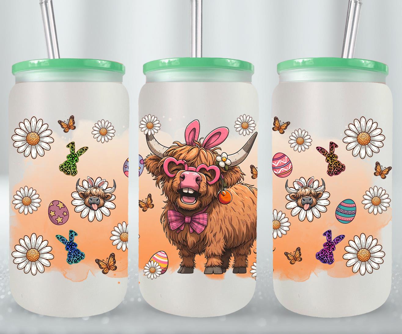 Highland Cow Easter-10385 - glass can