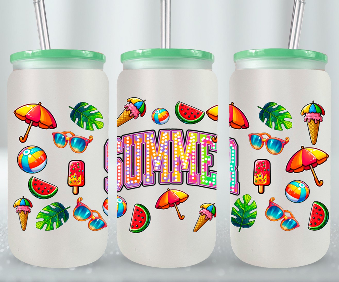 Summer Rainbow Flowers-10671 - glass can