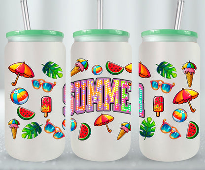 Summer Rainbow Flowers-10671 - glass can