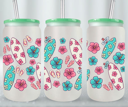 Surfboards Flip Flops Hibiscos-10691 - glass can