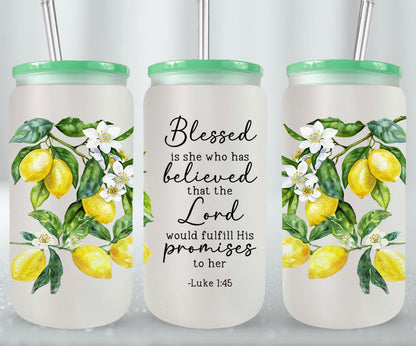 Blessed Is She Who Believed-10187 - glass can