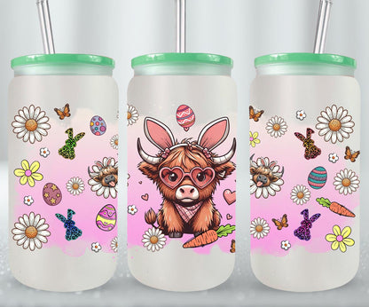 Highland Cow Easter-10366 - glass can