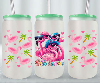 Cute Flamingo Hello Summer-10658 - glass can