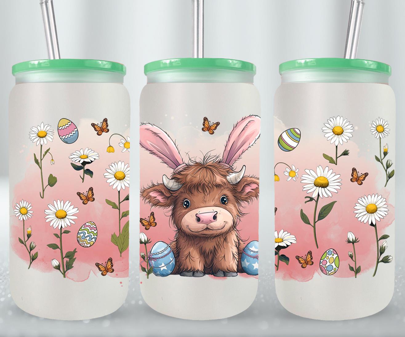 Highland Cow Easter-10368 - glass can