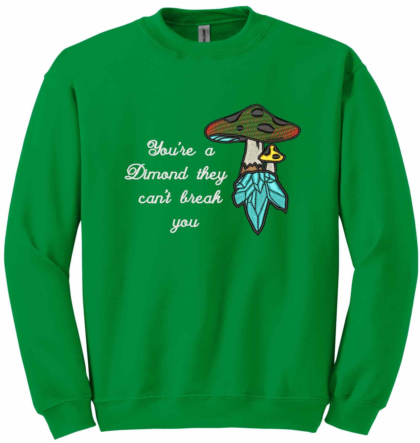 Crystal mushroom, positive message in embroidery - sweatshirt