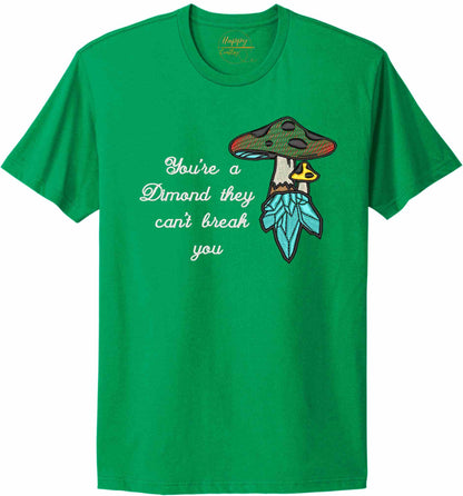 Crystal mushroom, positive message in embroidery - t-shirt