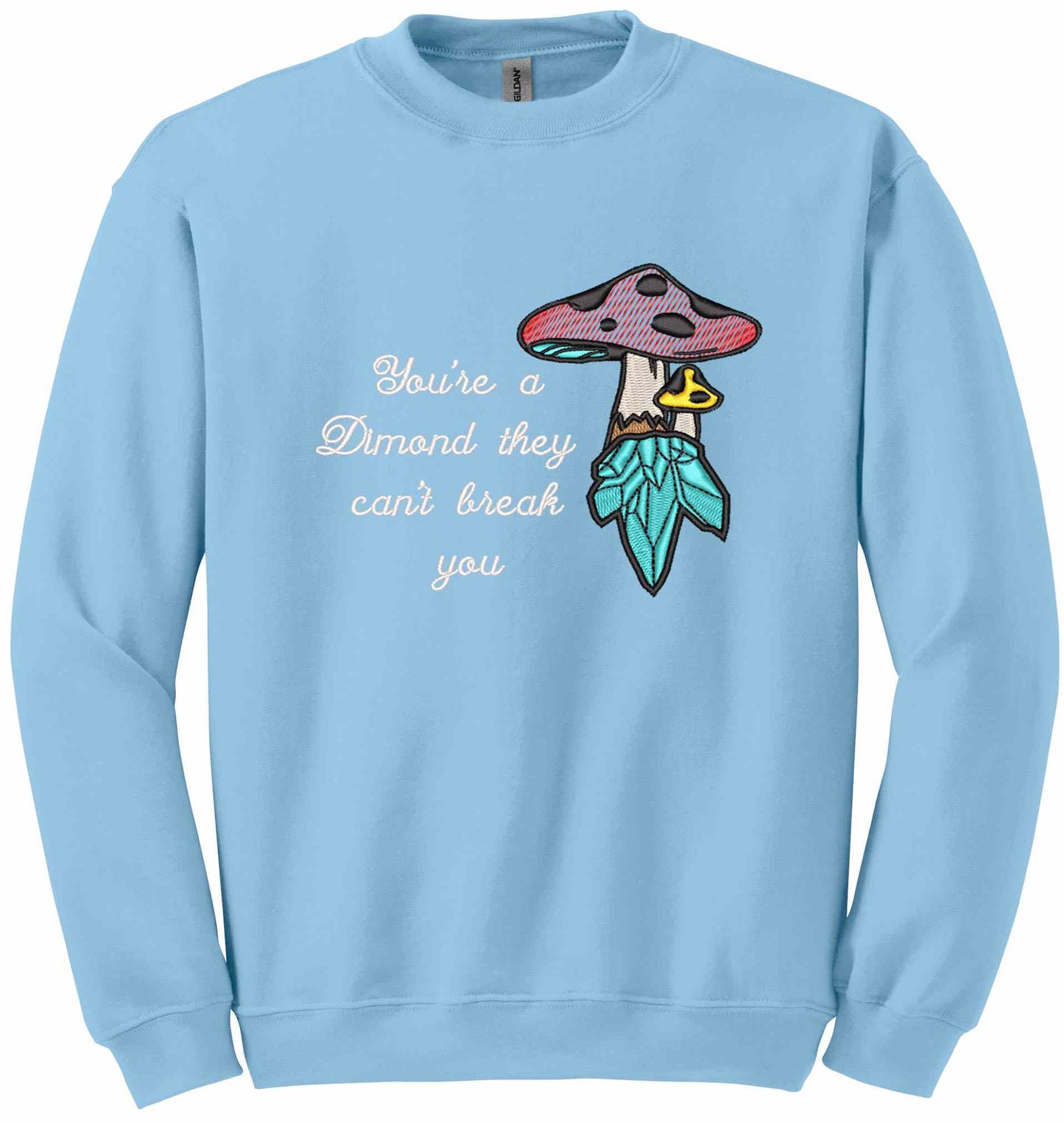 Crystal mushroom, positive message in embroidery - sweatshirt