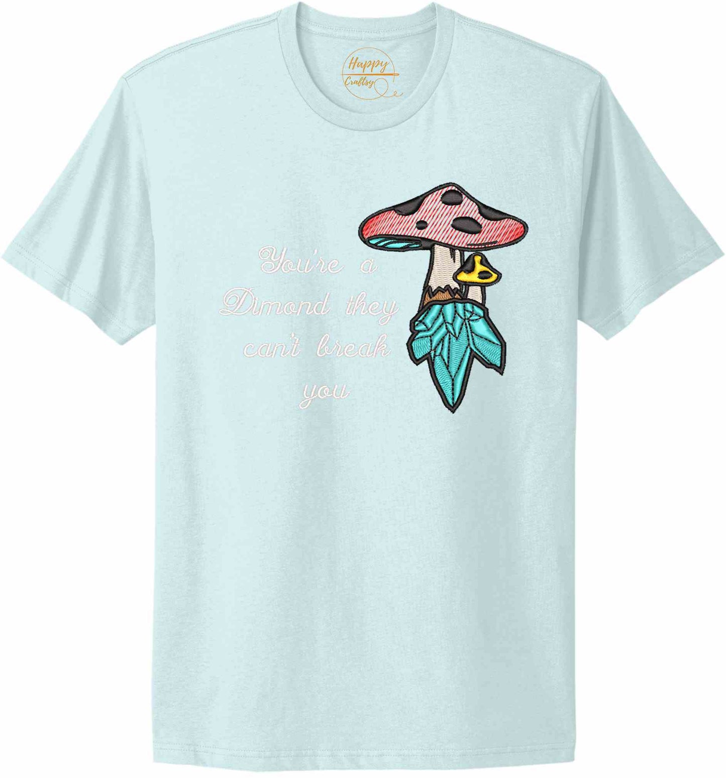 Crystal mushroom, positive message in embroidery-10626 - t-shirt