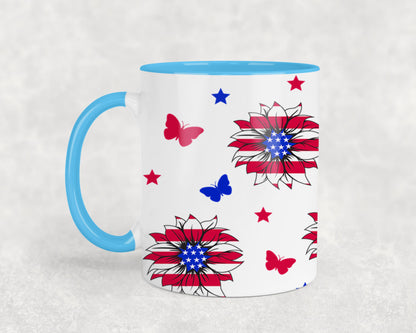 Sunflower USA Flag-9920 - mugs