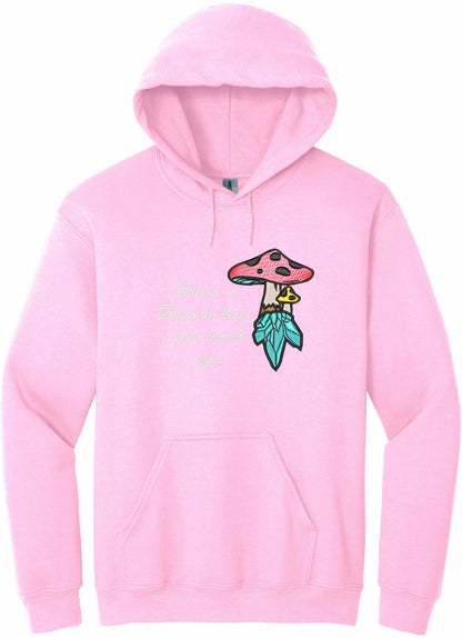 Crystal mushroom, positive message in embroidery - hoodie