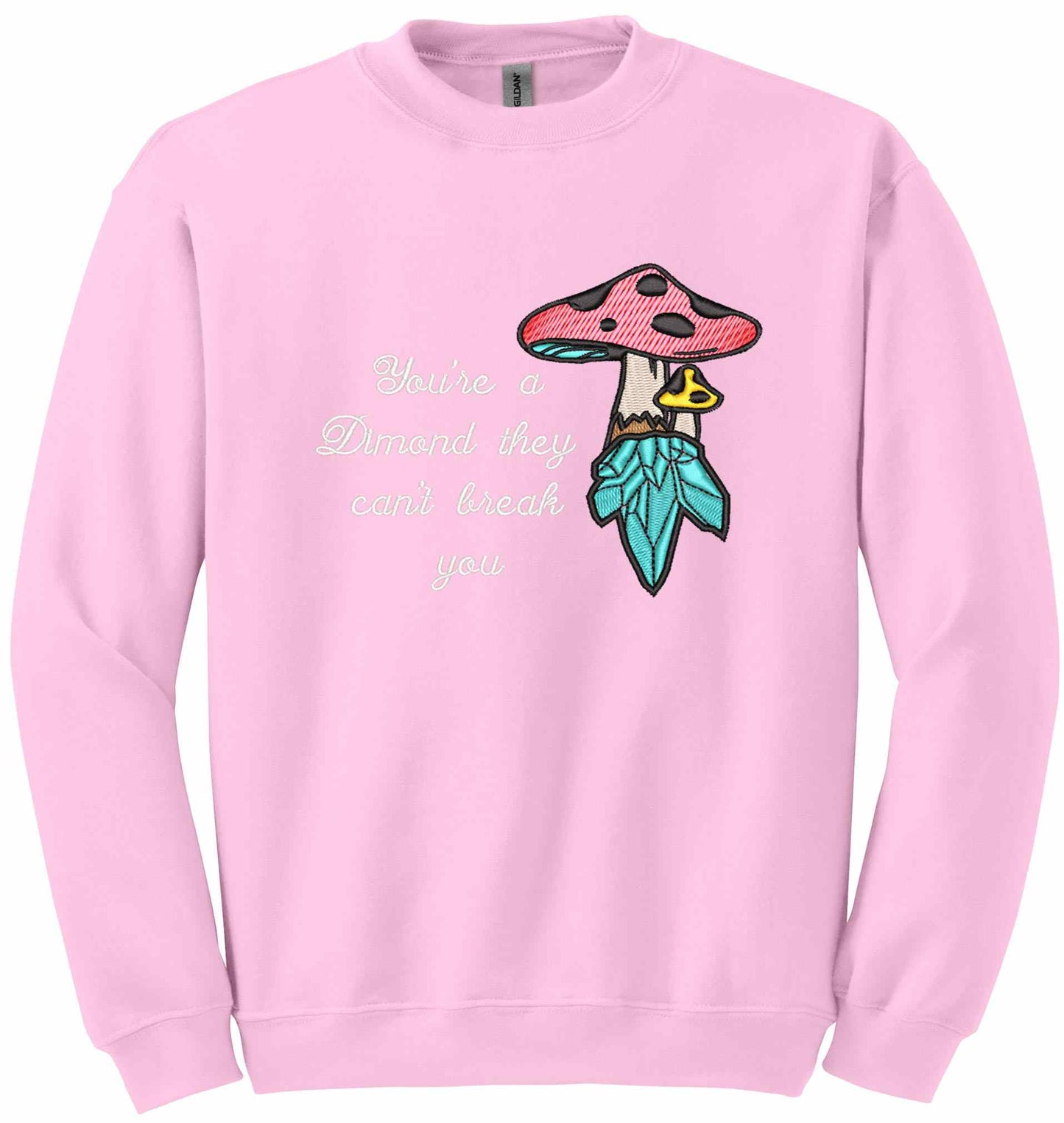 Crystal mushroom, positive message in embroidery - sweatshirt