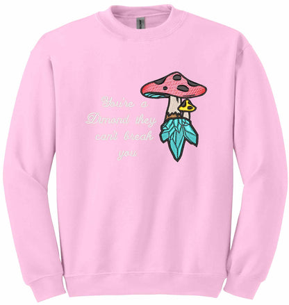 Crystal mushroom, positive message in embroidery - sweatshirt
