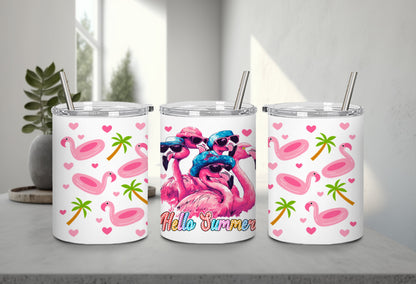 Cute Flamingo Hello Summer-10658 - tumbler