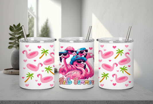 Cute Flamingo Hello Summer-10658 - tumbler