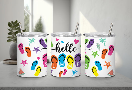 Hello Summer Flip Flops-10641 - tumbler