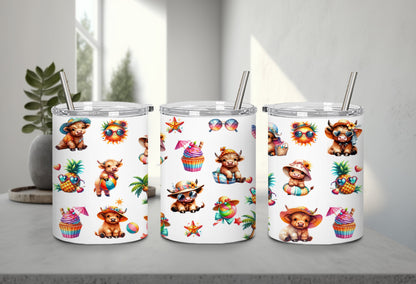 Highland Cow Beach Summer-10642 - tumbler
