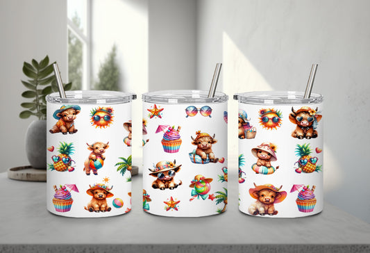 Highland Cow Beach Summer-10642 - tumbler