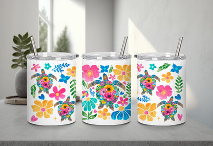 Boho Floral Sea Turtle-10660 - tumbler