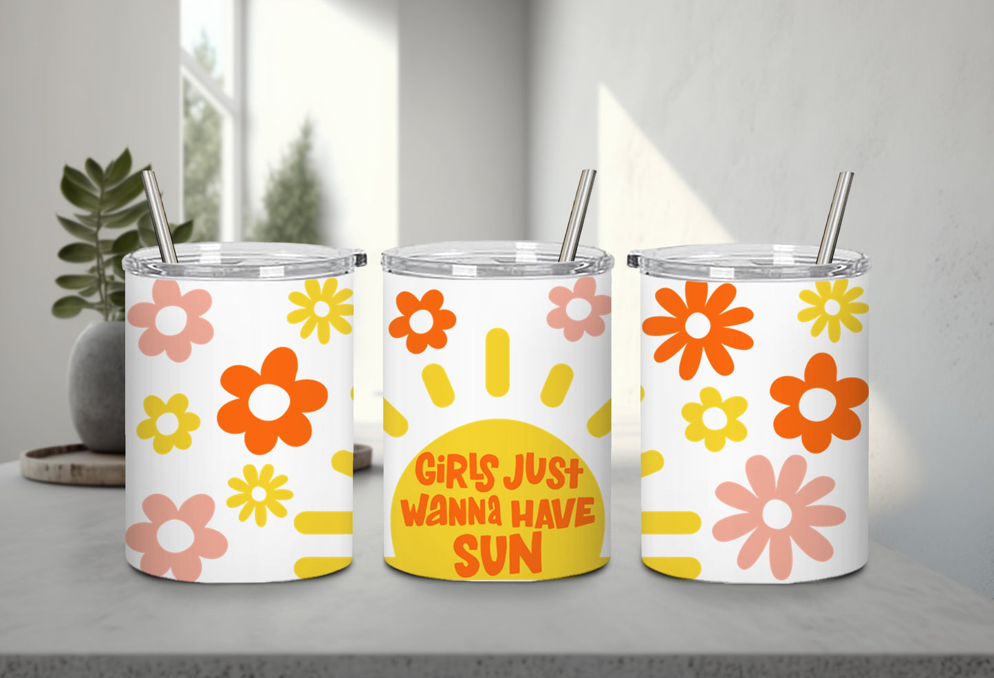 Girls Just Wanna Have Sun Floral-10684 - tumbler