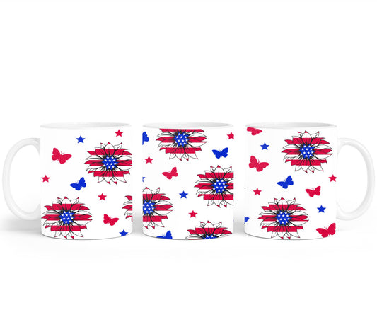 Sunflower USA Flag - mugs