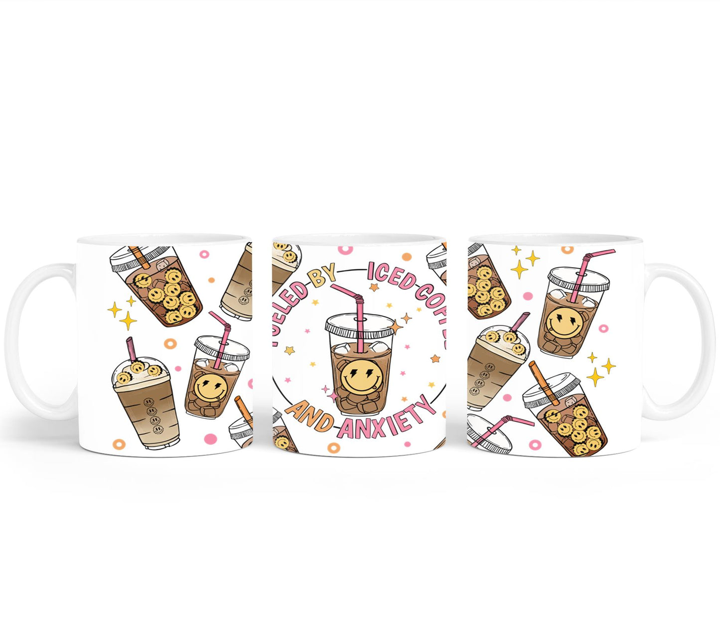 Fueled by Iced Coffee and Anxiety - mugs