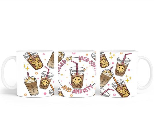 Fueled by Iced Coffee and Anxiety - mugs