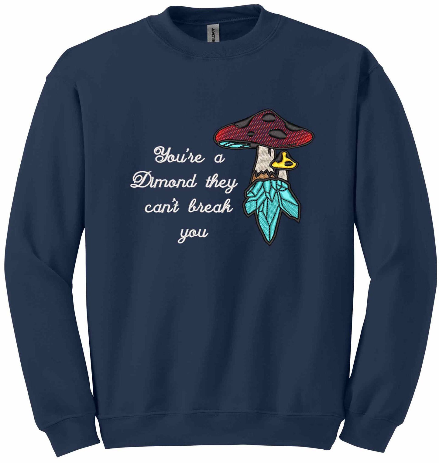 Crystal mushroom, positive message in embroidery - sweatshirt