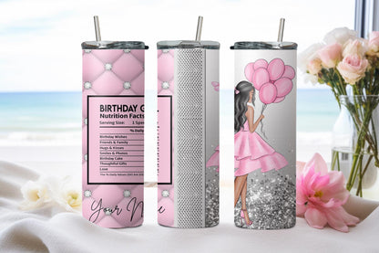 Personalized Birthday Girl Black Hair-8255 - tumbler