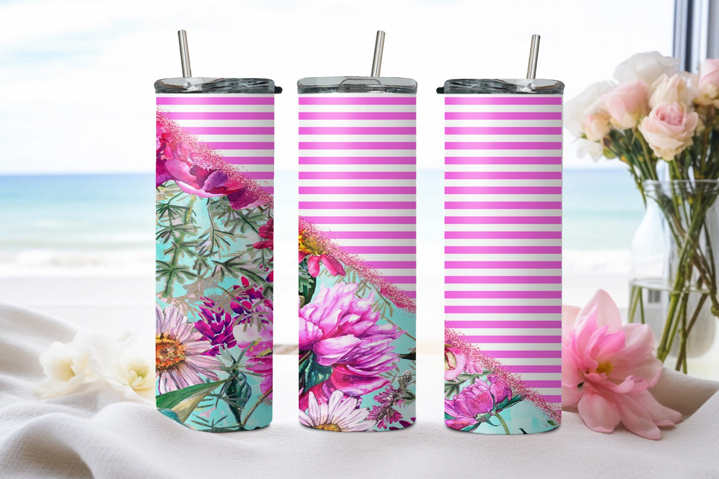 Flower Split Sky Pink-10578 - tumbler