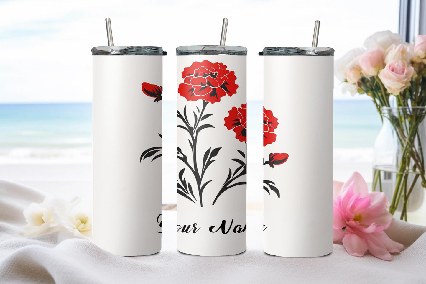 Personalized Birthday January Carnation-8247 - tumbler