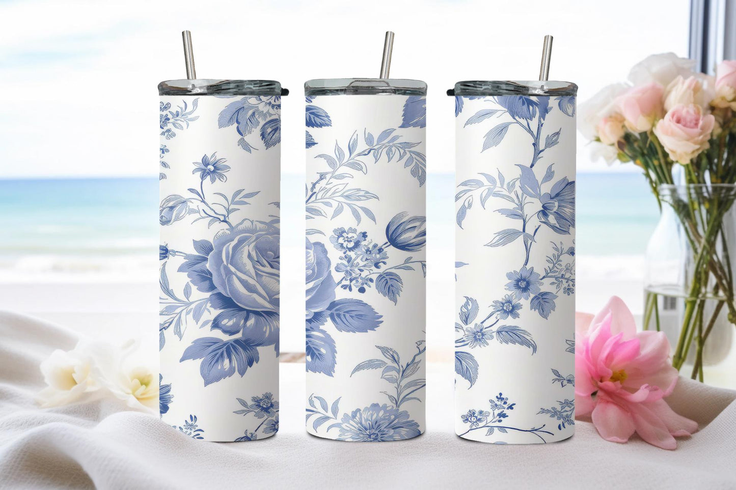 Blue Flower - tumbler