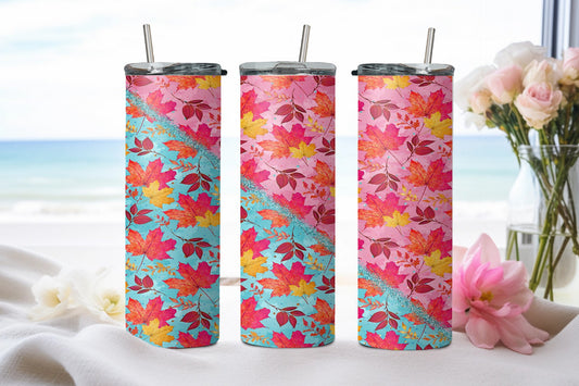 Autumn BLue Leaves-10558 - tumbler